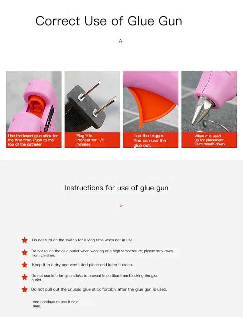 70W Hot Melt Glue Gun With 7MM Transparent Glue Stick Mini Gun Home Electric Heat Temperature Gun Repair Tool Special Stick Set