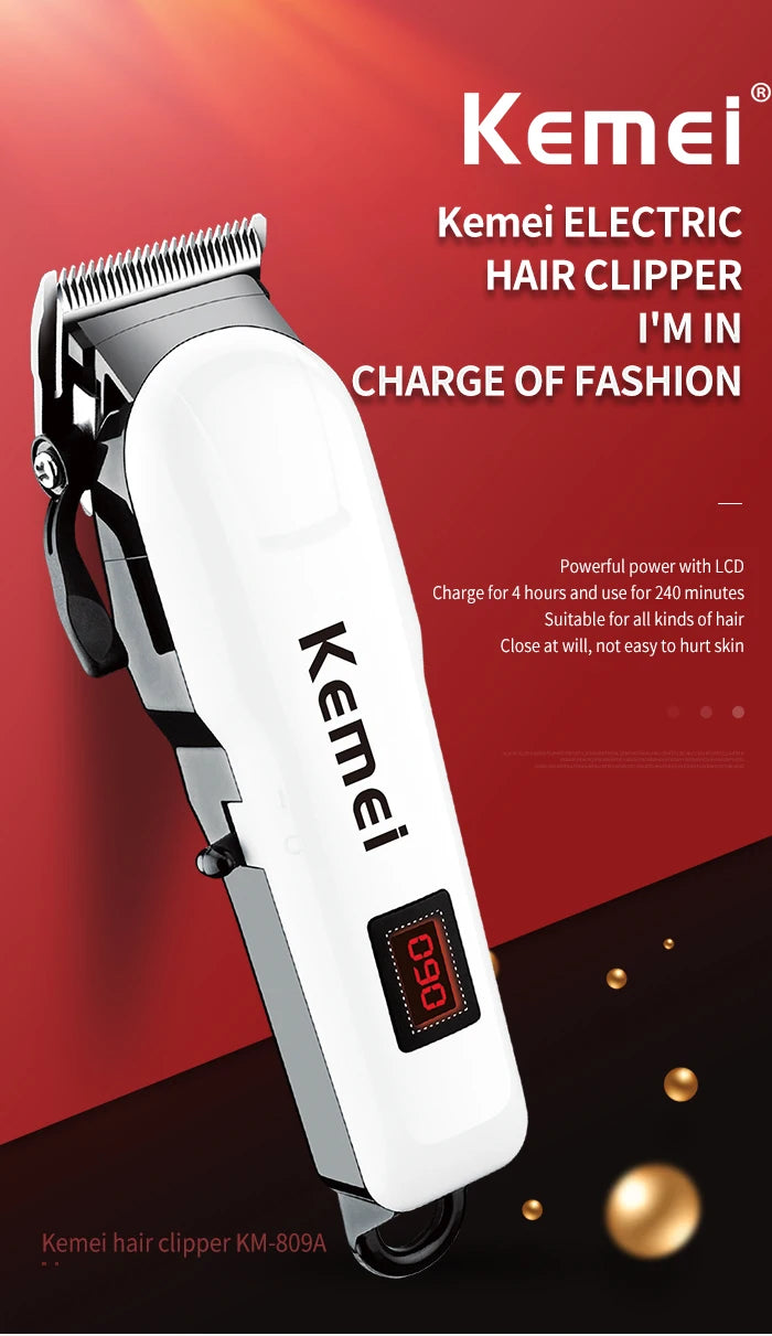 Kemei Professional hair clipper cordless hair trimmer beard for men electric hair cutting kit rechargeable haircut machine