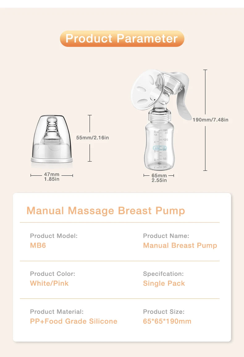 Dr.isla Breast Pump Baby Nipple Manual Suction Milk Pump Feeding Breasts Pumps Milk Bottle Sucking Postpartum Supplies BPA Free