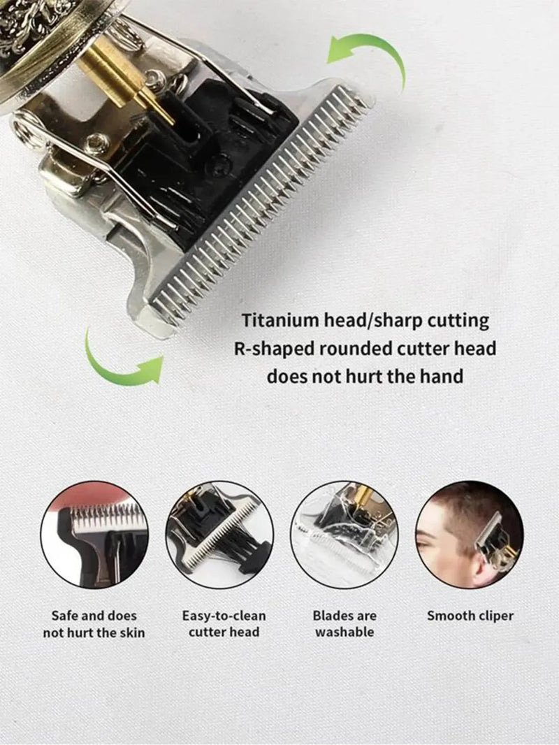 Cortadora de pelo eléctrica T9 LCD, cabezal de afeitado de aceite, máquina de