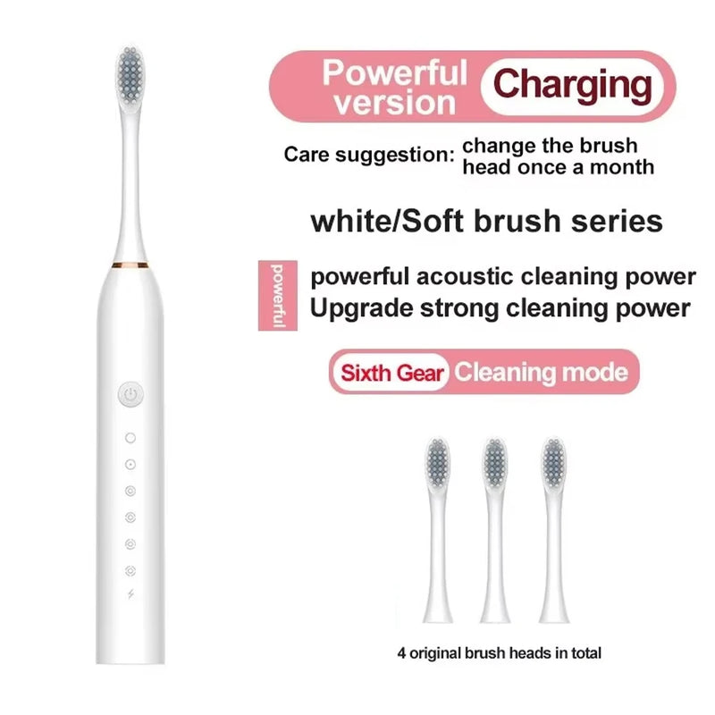 Electric Ultrasonic Toothbrush Six Speed Mode Home Soft Hair USB Charging Waterproof Adult Tooth Cleaner Automatic Couple Set