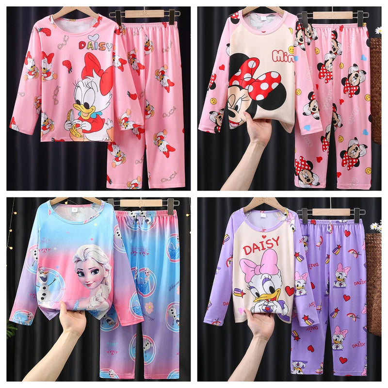 2pcs/set New Children Pyjamas Minnie Elsa Duck Cartoon Girls Sets Kid Home Wear boys and girls Travel Casual Sleepwear Suit