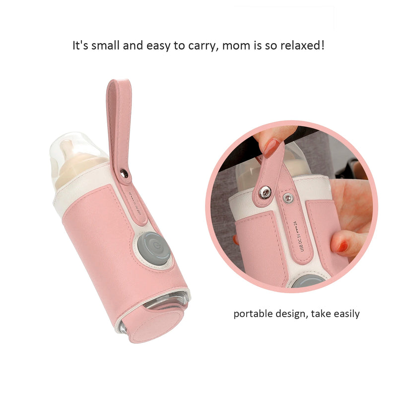 3 Temperature Adjustable Portable Baby Bottle Warmer, Portable Car Travel Bottle Warmer USB Milk Heat Keeper Baby Bottle Warmer