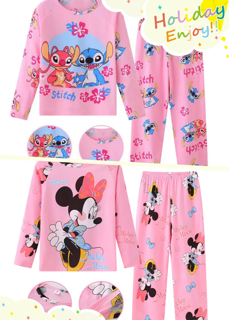 2pcs/set New Children Pyjamas Minnie Elsa Duck Cartoon Girls Sets Kid Home Wear boys and girls Travel Casual Sleepwear Suit