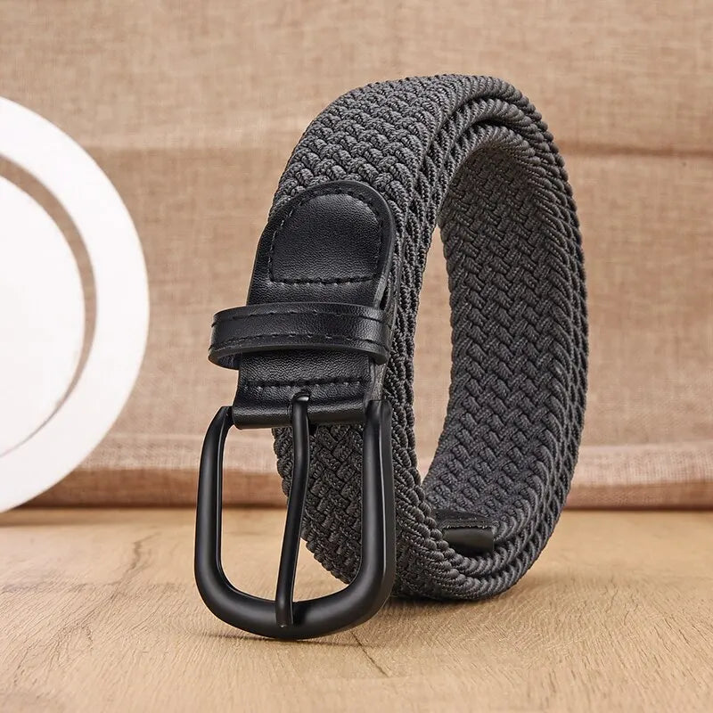 Men's Belt Casual Woven Elastic Belt Outdoor Sports Women's Belt No Need for Punching Climbing Work Belt For Men Women Fashion