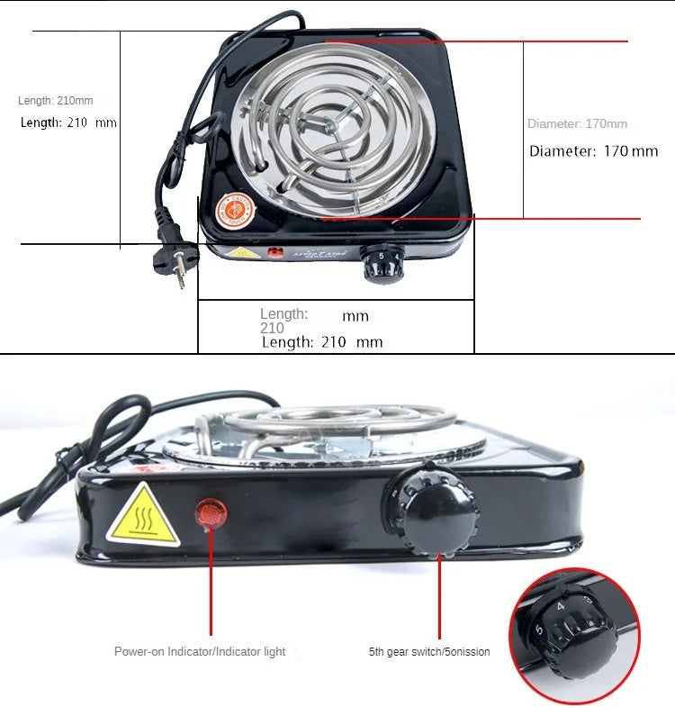 Electric Furnace Household Mini Single Disc Burner Portable Hot Plate Mosquito Incense Furnace 500W2000W 200-1000℃ Kitchen Stove