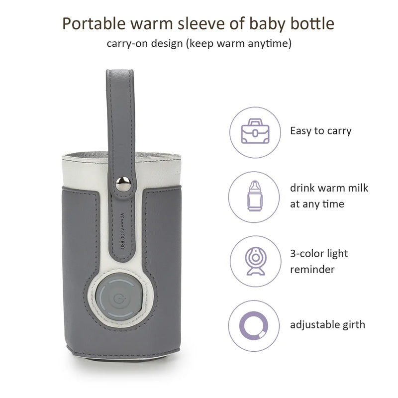 3 Temperature Adjustable Portable Baby Bottle Warmer, Portable Car Travel Bottle Warmer USB Milk Heat Keeper Baby Bottle Warmer