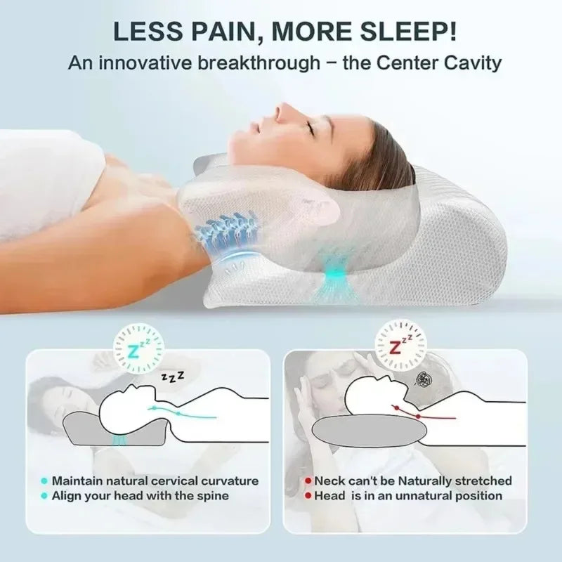 Butterfly Memory Foam Neck Pillow Slow Rebound Orthopedic Cervical Pillows Pain Relief Comfortable Sleeping Massage Bed Pillow