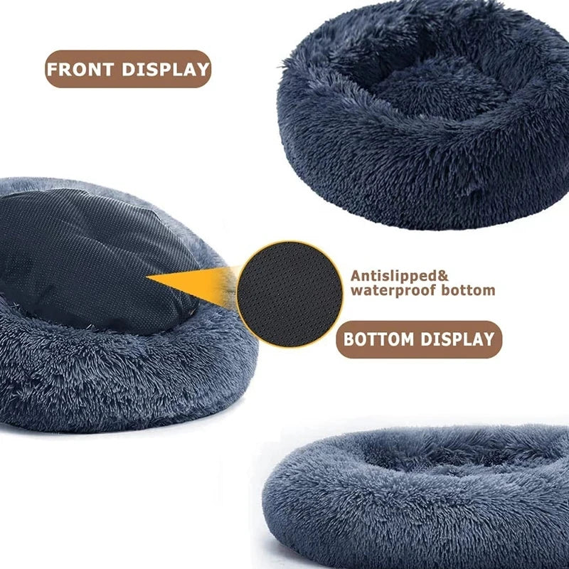 Super soft round bed for pets, wide plush house for medium dogs, 