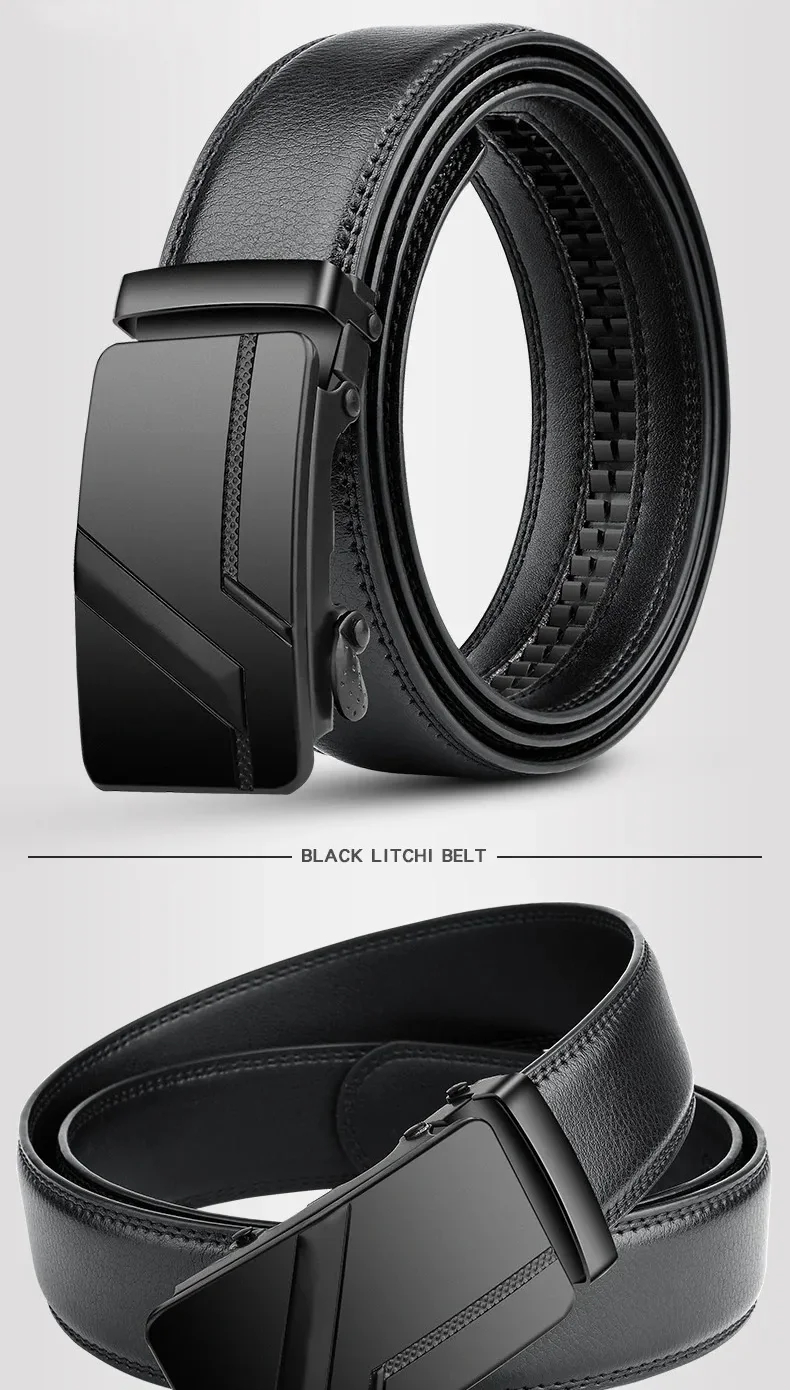 Men's High-Quality Belt 110cm 120cm 130cm Luxury Belt, Black Men's Automatic Buckle Jeans Men's Belt Suit Belt