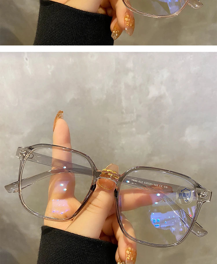 Square glasses with polygon mount for men and women, smooth lenses for me 