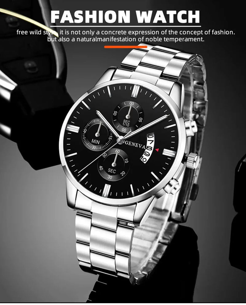 Fashion Men Stainless Steel Watch Luxury Calendar Quartz Wrist Watch Business Watches Man Clock Male Bracelet Wristwatch