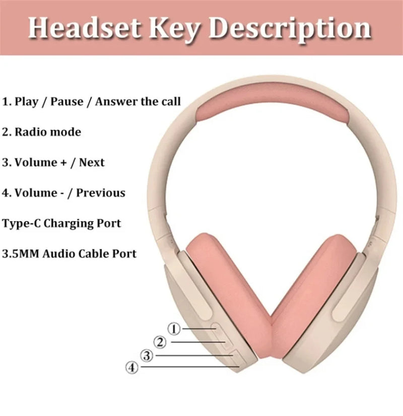 Headphones P2961 Bluetooth 5.3 Over-ear Earphone For Samsung iPhone Stereo Hifi Headset Game Earbuds With Mic