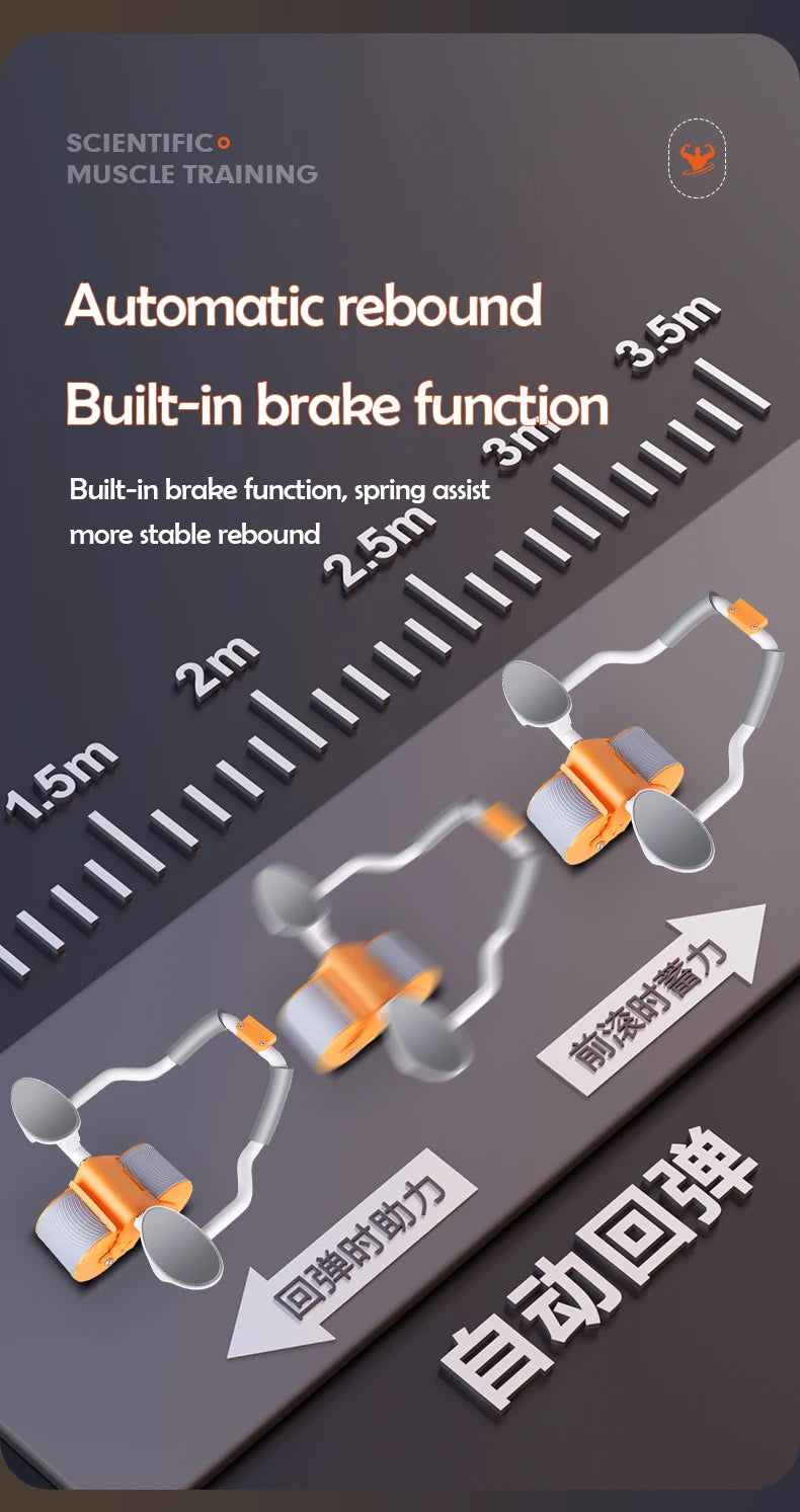 Automatic Rebound Abdominal Wheel, Core Muscle Ab Trainer, Counter Display, Fitness Exercise Wheel, Elbow Support