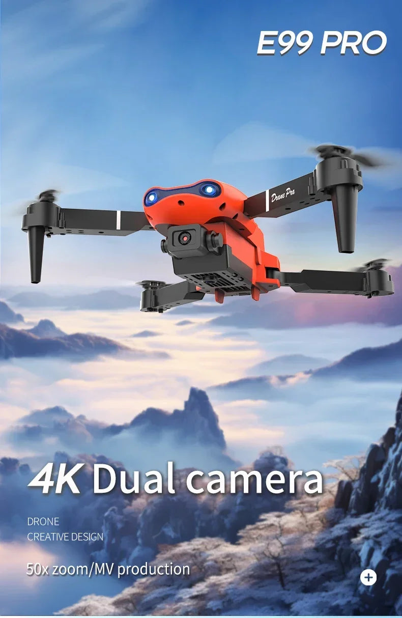 E99Pro-Dron 4K con cámara HD, helicóptero plegable con gran angular de 2024 P,