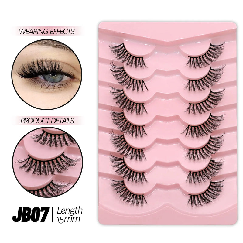 GROINNEYA Half Lashes Half Lashes Soft Natural Clear Band Lashes Natural Look Faux Mink Wispy Mink Eyelashes Extension Makeup