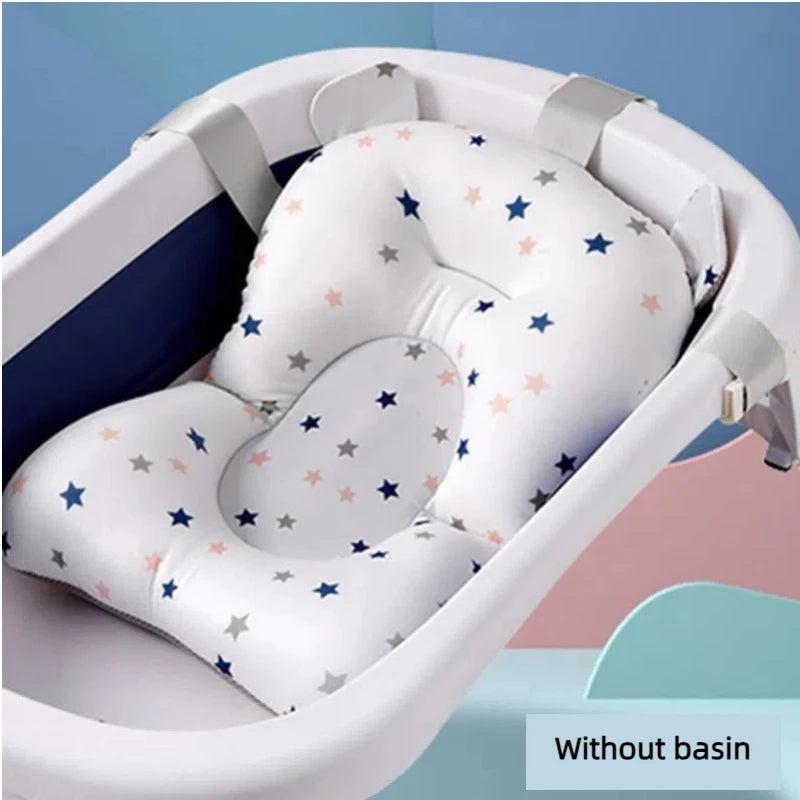 Baby Bath Seat Support Mat Infant Anti-Slip Soft Comfort Body Cushion Foldable Baby Bath Tub Pad Chair Newborn Bathtub Pillow