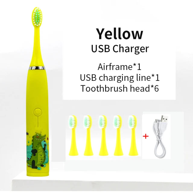 Children Sonic Electric Toothbrush Cartoon Kids With Replace The Toothbrush Head Ultrasonic Electric Toothbrush Sonic Brush Head