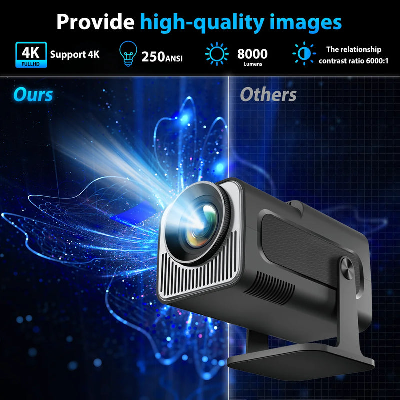 HY320 Mini Portable Projector 4K 1080P Native 1280*720P Android11 ​​WIFI6 BT5.0 Auto Keystone Cinema Data show Beam Projector HDMI