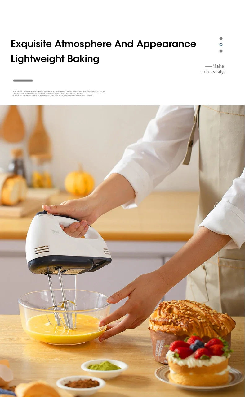 Multi functional electric mixer automatic handheld food mixer egg cream cake dough mixer convenient 7-speed egg beater mixing