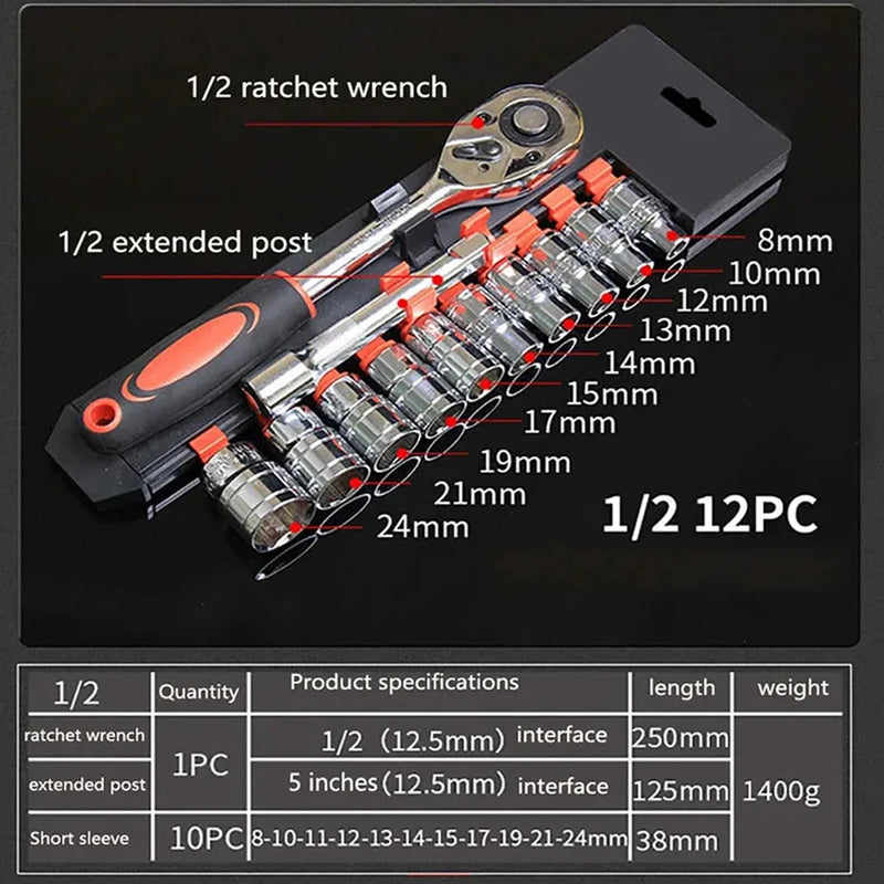 12 Pcs Set Wrench Socket Set Hardware Car Boat Auto Repair Tools Bike Multitool Bike Tool Kit Motorcycle Bicycle Repairing Tool