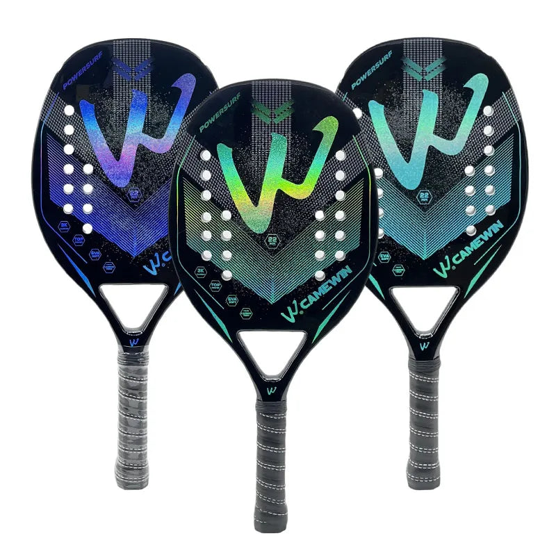 Camewin 3K Holographic Playa Tennis Racket, Carbon Fiber Frame with 