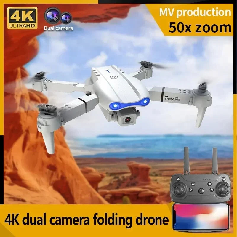 E99Pro-Dron 4K con cámara HD, helicóptero plegable con gran angular de 2024 P,