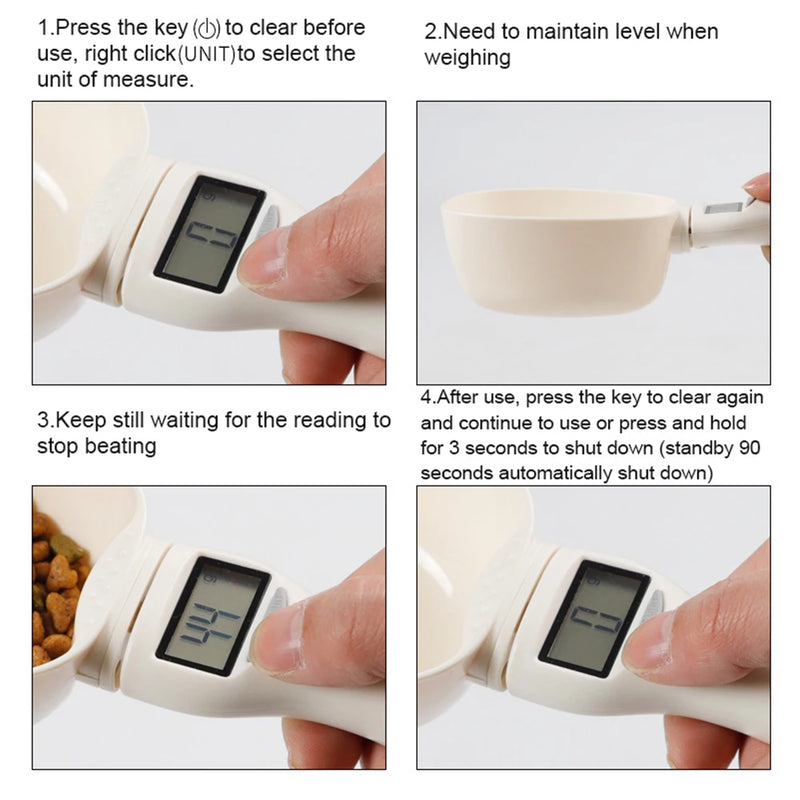 Pet Food Measuring Scoop Electronic Dog Cat Food Measuring Cup Digital Spoon Scale Kitchen Food Scale with LED Display