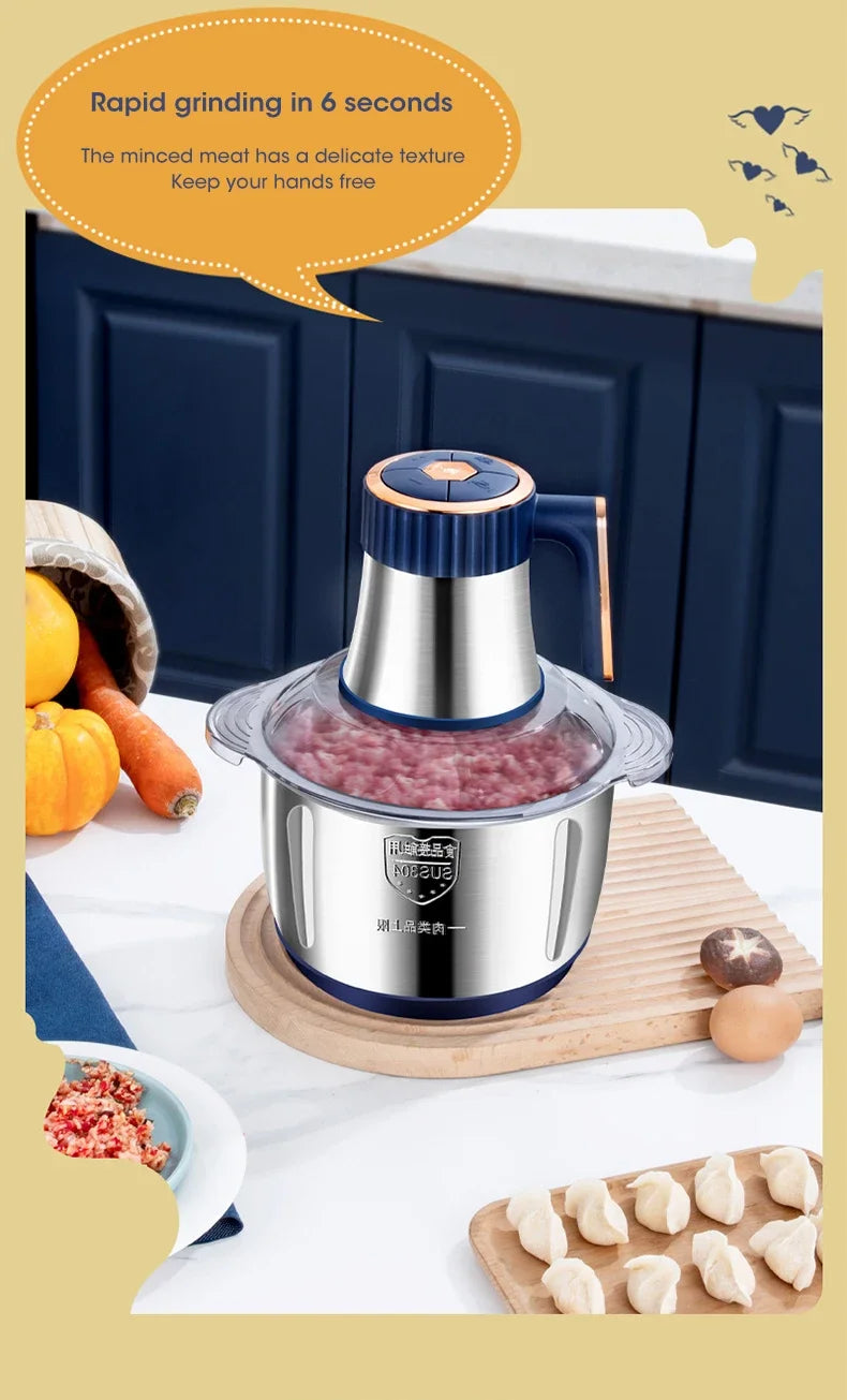 Electric Meat Grinder Chopper Stainless Steel Kitchen Machines Vegetable Crusher Slicer Machine Household Mixer Food Processors