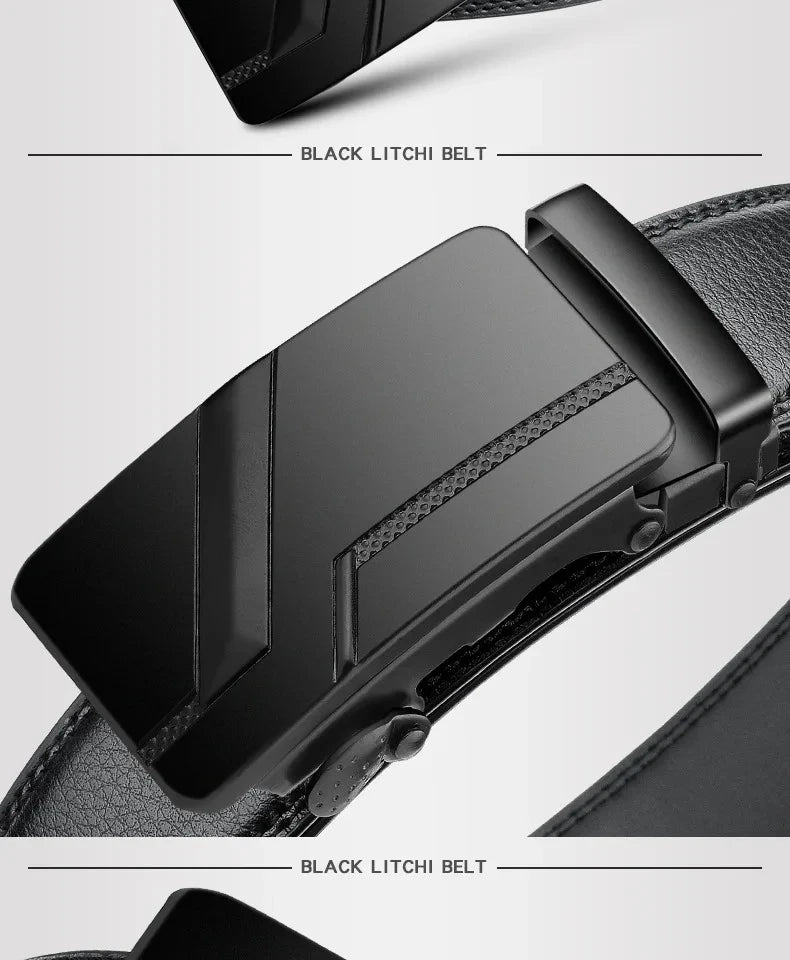 Men's High-Quality Belt 110cm 120cm 130cm Luxury Belt, Black Men's Automatic Buckle Jeans Men's Belt Suit Belt