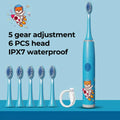 Children Electric Toothbrush Cartoon Kids With Replacement Head Ultrasonic  IPX7 Waterproof Rechargeable Sonic Toothbrush