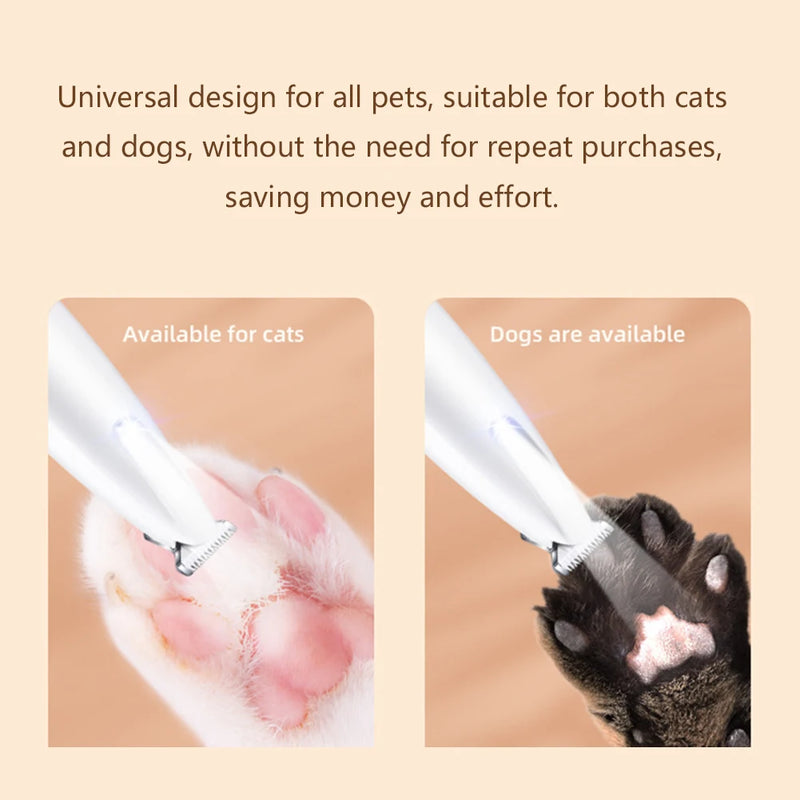 Portable Dog Paw Trimmer with Led Light Rechargeable Cordless Nail Grinder Shaver for Cats And Other Pets Nail Grooming Tools