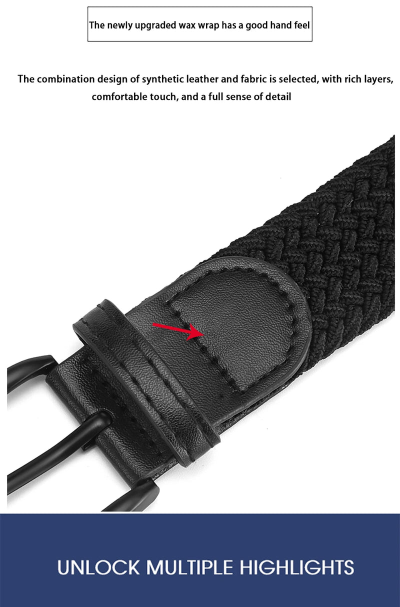 Men's Belt Casual Woven Elastic Belt Outdoor Sports Women's Belt No Need for Punching Climbing Work Belt For Men Women Fashion