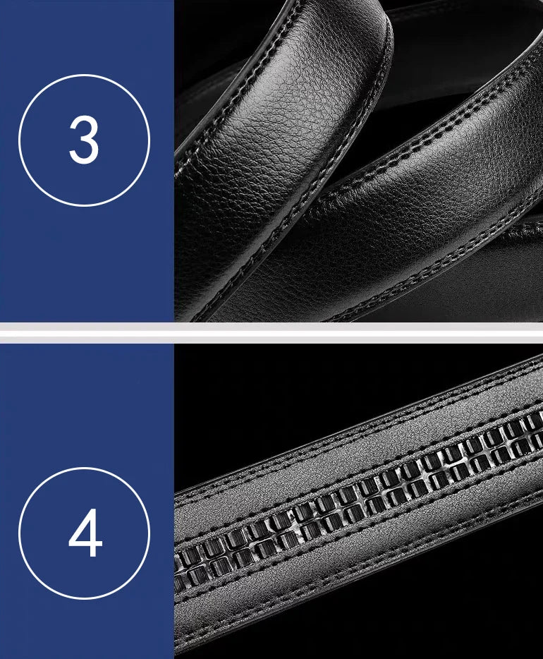 Men's High-Quality Belt 110cm 120cm 130cm Luxury Belt, Black Men's Automatic Buckle Jeans Men's Belt Suit Belt