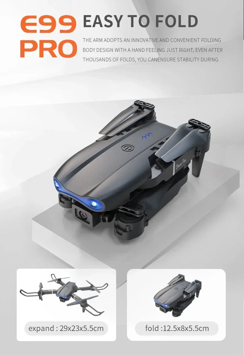 E99Pro-Dron 4K con cámara HD, helicóptero plegable con gran angular de 2024 P,