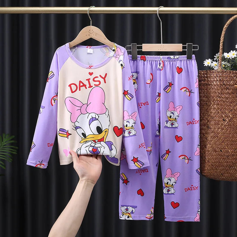 2pcs/set New Children Pyjamas Minnie Elsa Duck Cartoon Girls Sets Kid Home Wear boys and girls Travel Casual Sleepwear Suit