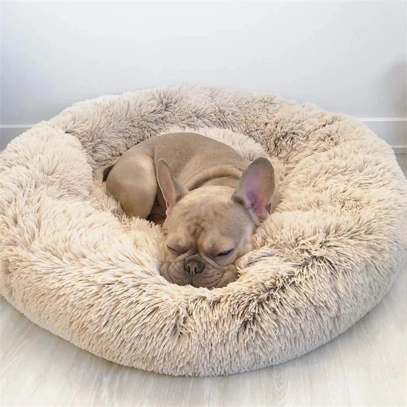 Super soft round bed for pets, wide plush house for medium dogs, 