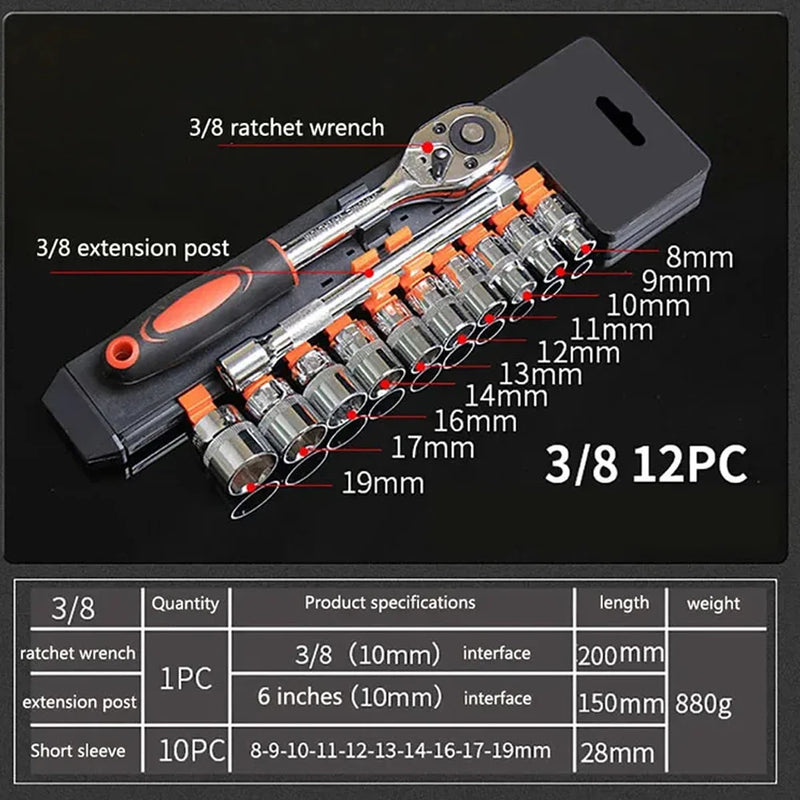 12 Pcs Set Wrench Socket Set Hardware Car Boat Auto Repair Tools Bike Multitool Bike Tool Kit Motorcycle Bicycle Repairing Tool