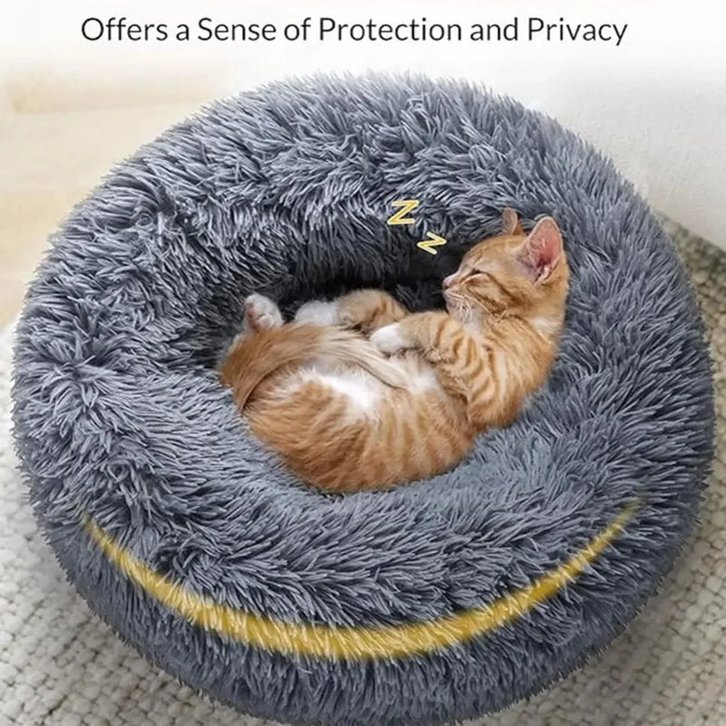 Super soft round bed for pets, wide plush house for medium dogs, 