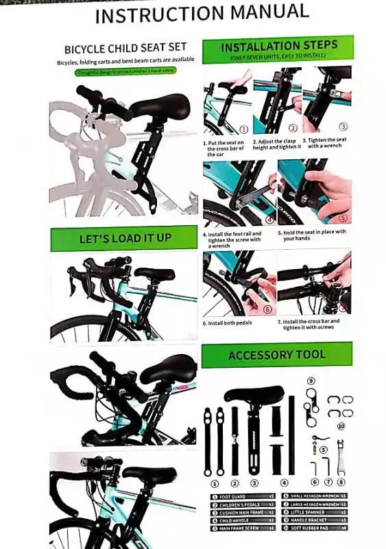 Bicycle Universal Adjustable Baby Seat Child Saddle Front Frame Safety Handlebar Quick Release Outdoor Parent-child with Pedals