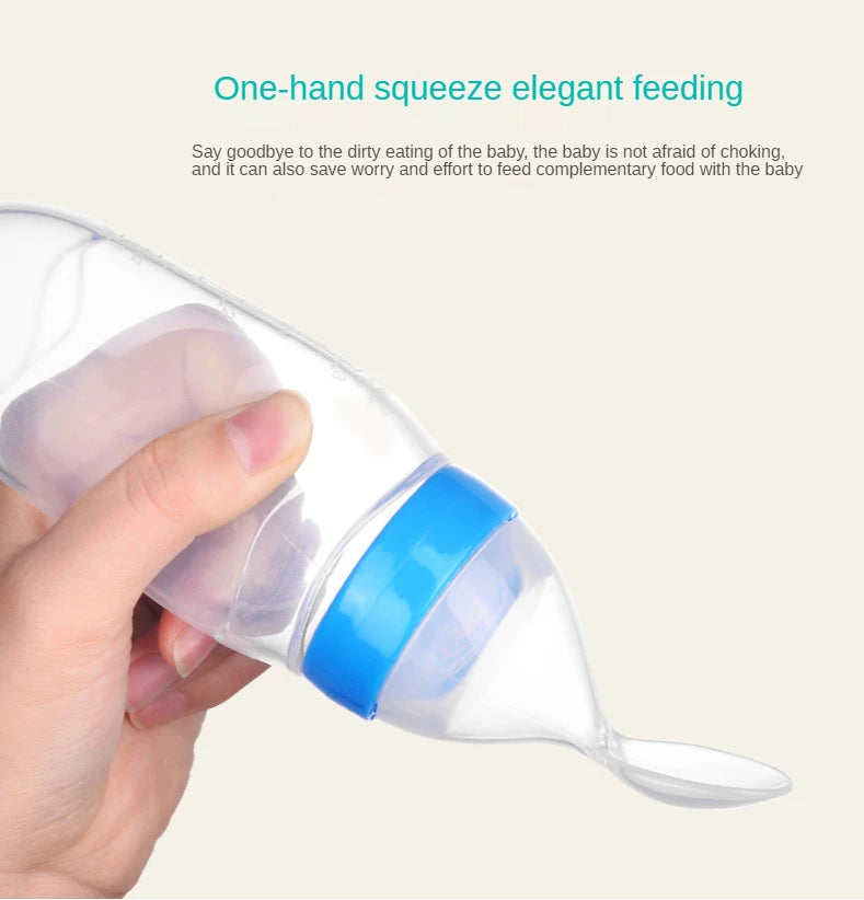 90ML Safe Newborn Baby Feeding Bottle Toddler Silicone Squeeze Feeding Spoon Milk Bottle Training Feeder Food Supplement Tools